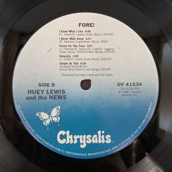 Huey Lewis and the News Fore! 1986 Vinyl Record Album LP Chrysalis OV-41534 - Picture 5 of 8
